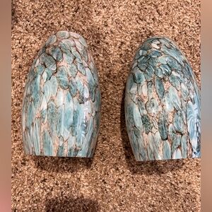 Blue Glass Lamp Shade Oval Pendant Light